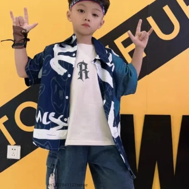 Costumes de danse de rue pour enfants, ensembles chemises et jeans cool et beaux pour garçons et filles, Costumes de danse hip-hop pour enfants