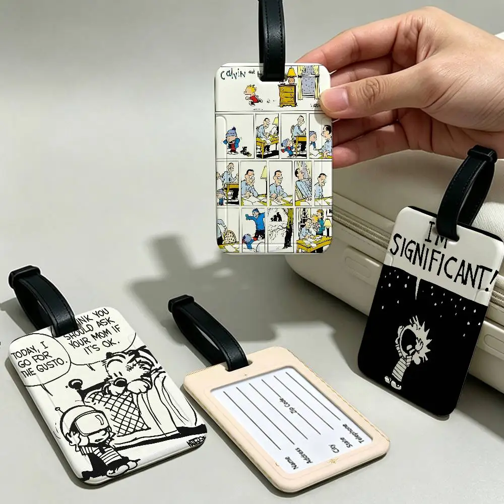 C-Calvin-And-Hobbes Wholesome-Nostalgic Durable PVC Anti lost Baggage Tag With Info Card Lightweight Luggage Identification