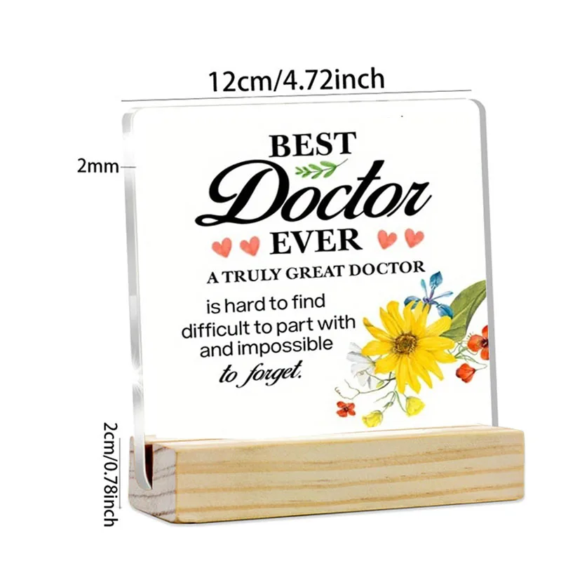 1PCS Doctor thanks for gift, birthday, Christmas. Doctor\'s transparent acrylic logo and wooden table logo decoration