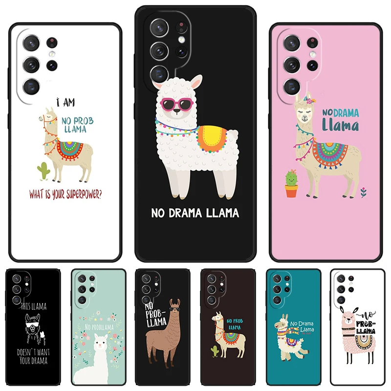 No Drama Llama No Prob-llama Alpaca phone case For Samsung Galaxy S24 S23 S22 Ultra Note 10 20 Plus S8 S9 S10 S20 S21 FE Cover