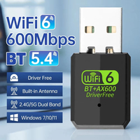 600Mbps WiFi 6 USB Wireless Network Card 2.4G/5GHz USB WiFi Adapter Driver-Free Bluetooth 5.4 Wireless Adapter for PC Laptops