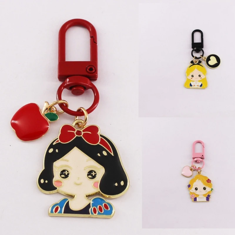 

Disney accessories cute keychain Snow White Cinderella small pendant exquisite bag Lady Send a friend birthday gift Anime doll