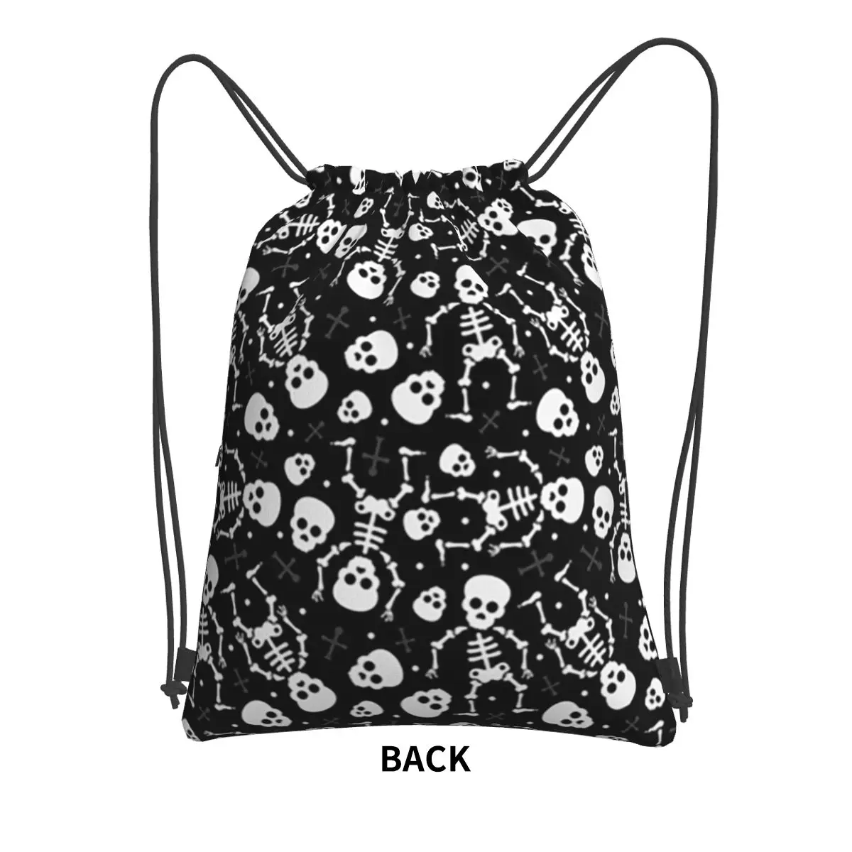 Skull Floral Rose Thorn Gothic Backpacks Casual Drawstring Bags Shoes Bag Book Bags for Man Woman Students