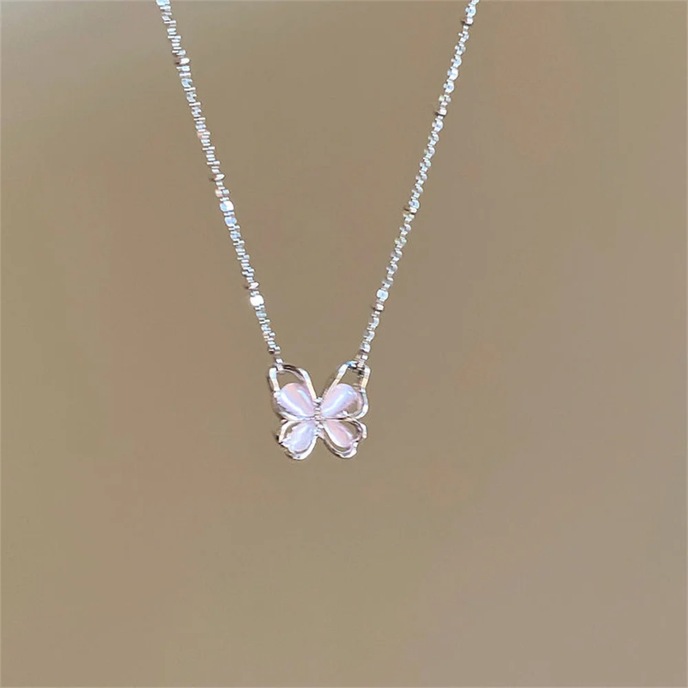 Modische Kristall-Schmetterlings-Anhänger-Halskette Kpop Perlen-Schlüsselbeinkette für Damen Sommer-Party Schmuck-Accessoires – Detail 5