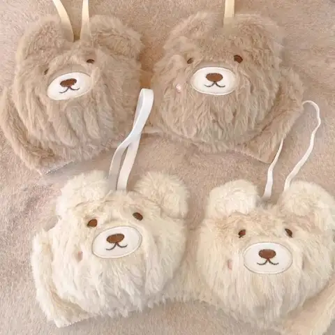Comfortable Women Lingerie Set Cartoon Bear With Steel Ring Girl Warm Underwear Panties Suit Soft Winter Bra & Brief Sets Girl