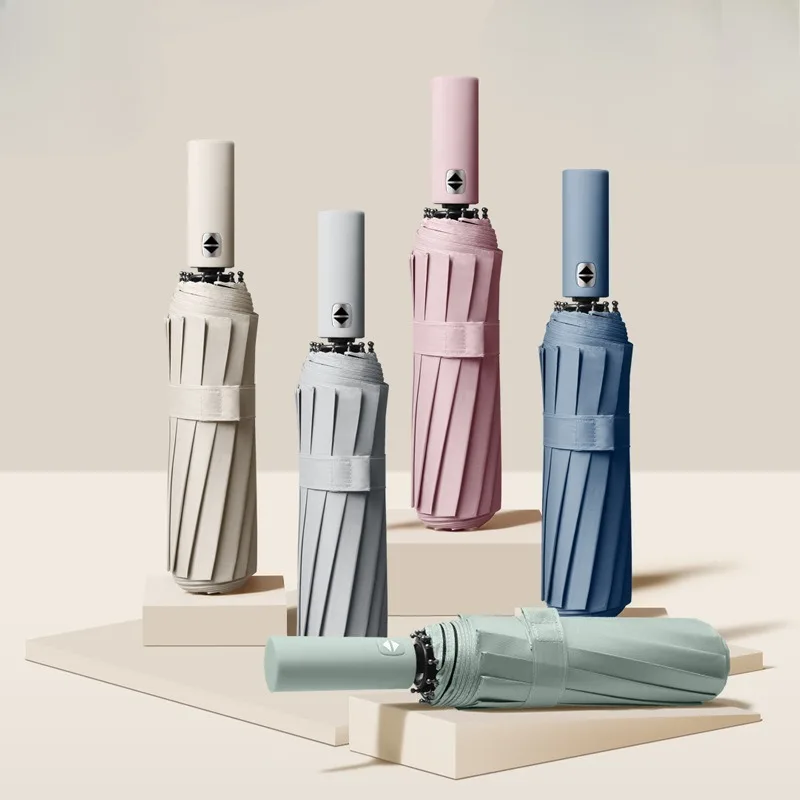 

24 Rib Foldable Auto Umbrella UV Protection Sun Rain Compact Portable Unisex Parasol