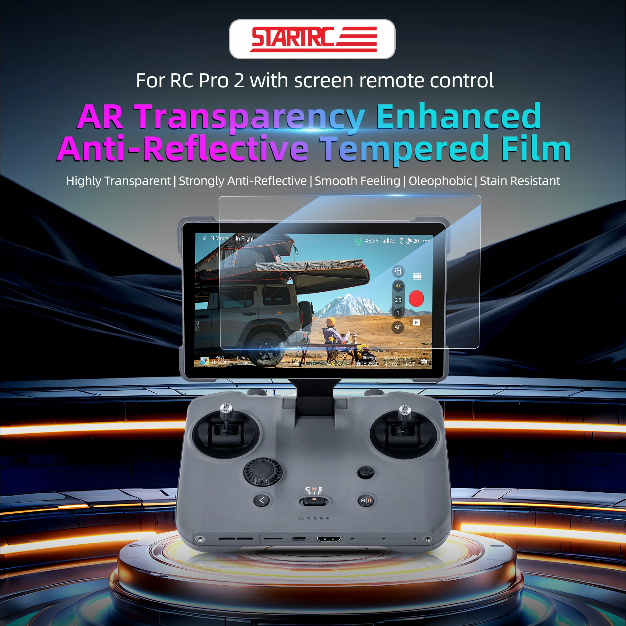 Pellicola temperata RC Pro 2 HD Pellicola temperata migliorata con trasparenza AR per telecomando DJI Mavic 4 Pro Protezione schermo RC Pro 2