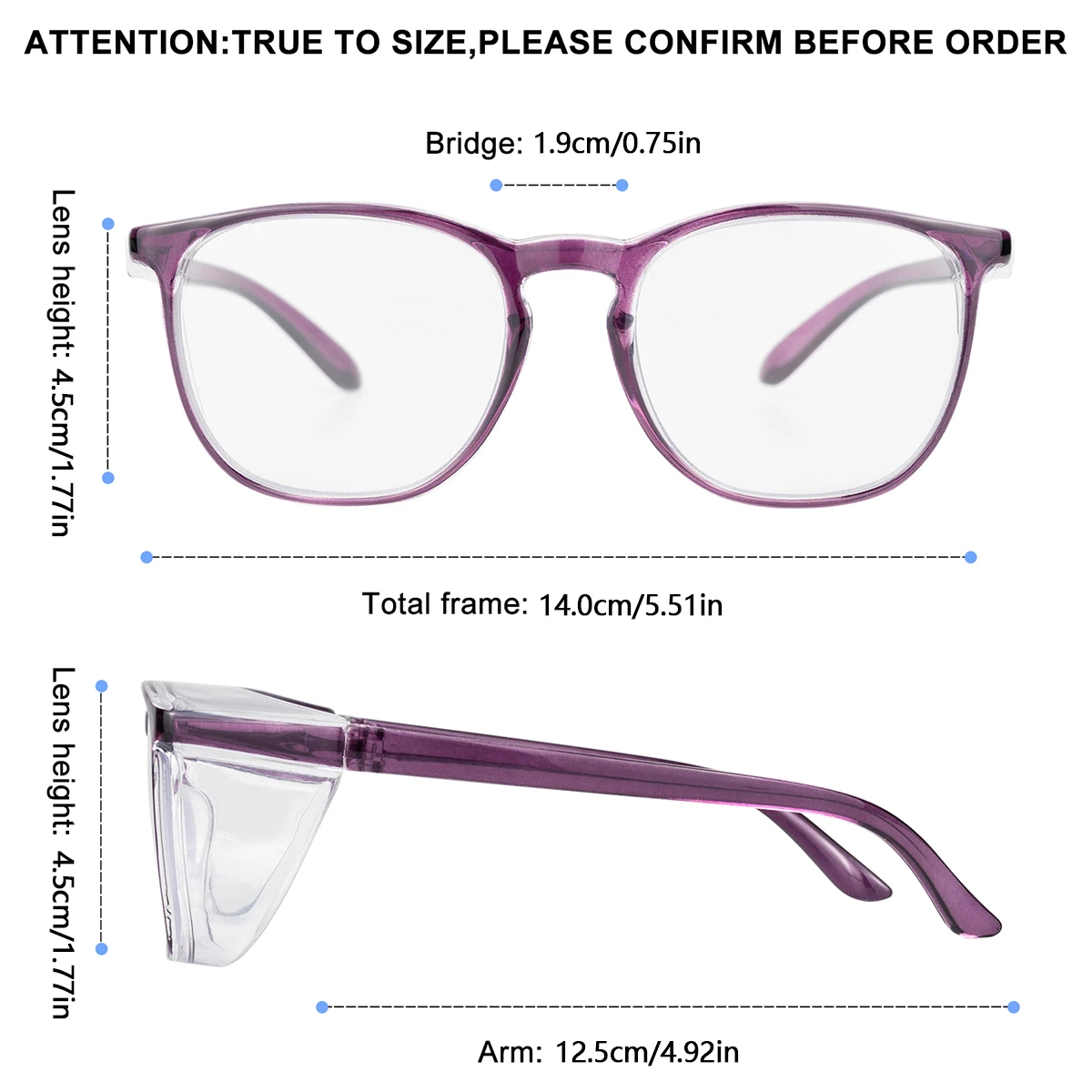 2 Colors Safety Glasses Clear Flat Light Anti-fog Eye Protection & Perfect Gift Choice Model HM9