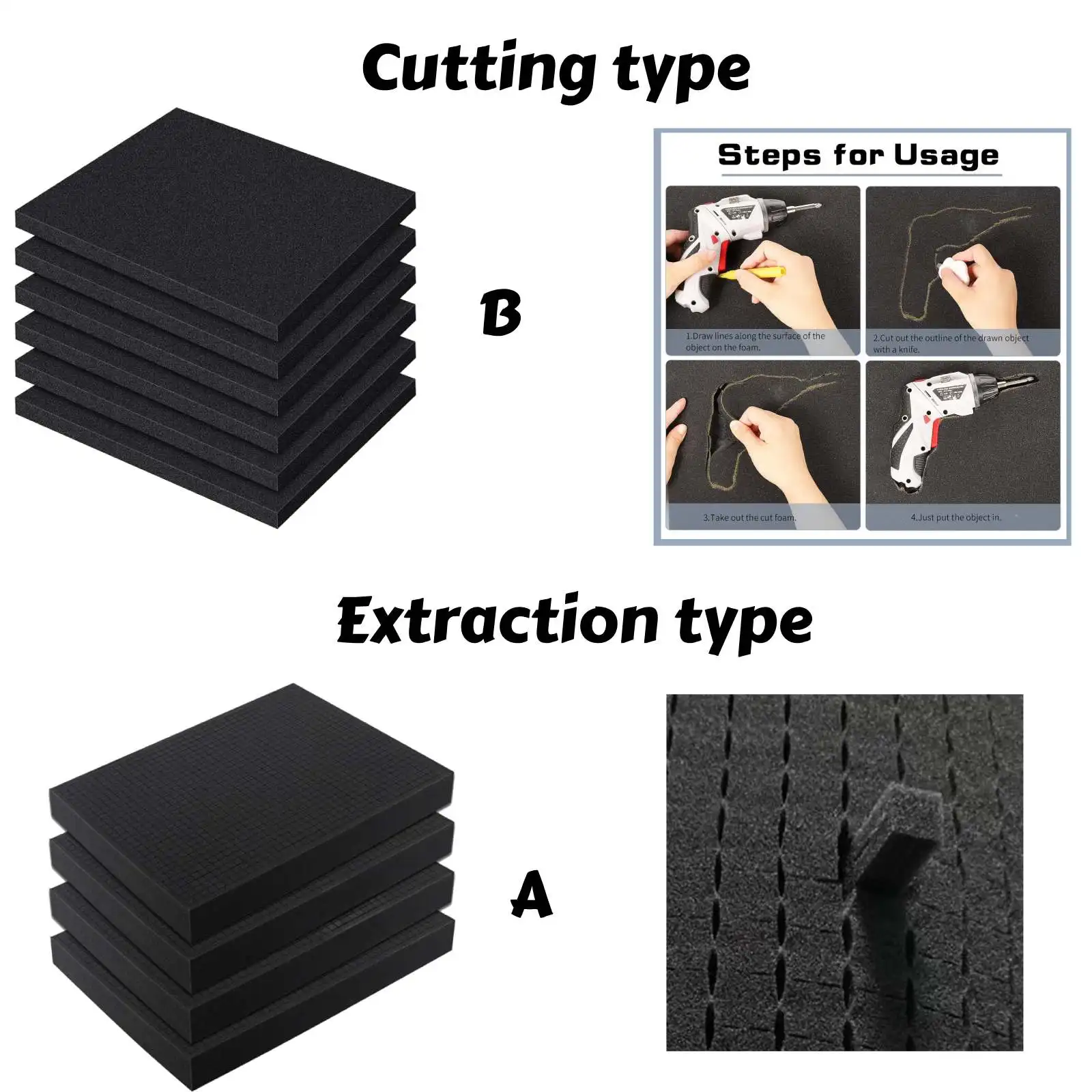 Pick Apart Foam For Toolbox  Shock-Absorbing Sponge Sheet Pre Cutting Foam Insert For Hard Flight Case Tool Organizer