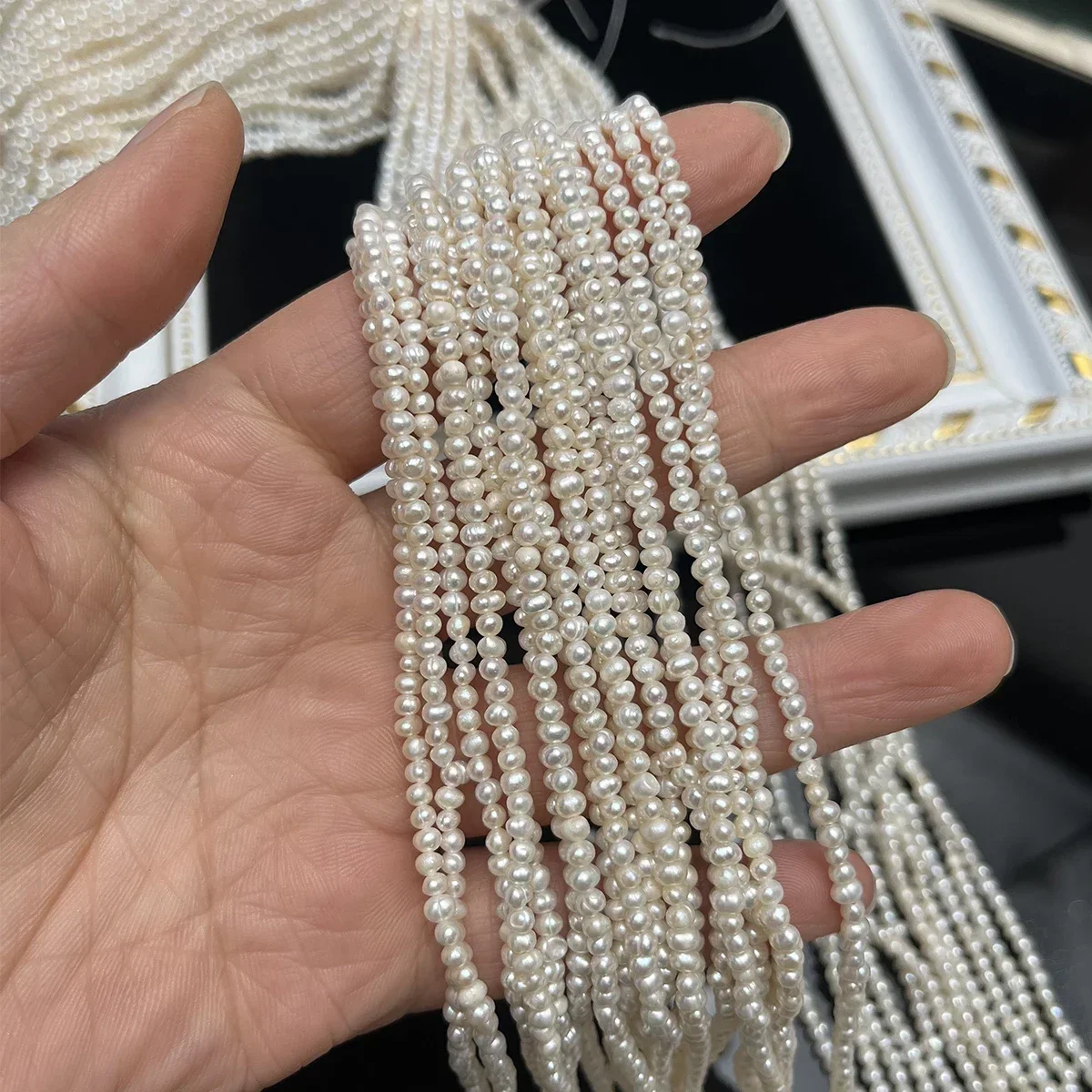 

Polished Round Small Bead Natural 2-2.5mm AA Mini Freshwater Pearl Jewelry Make DIY Necklace Bracelet Accessories Women Gift