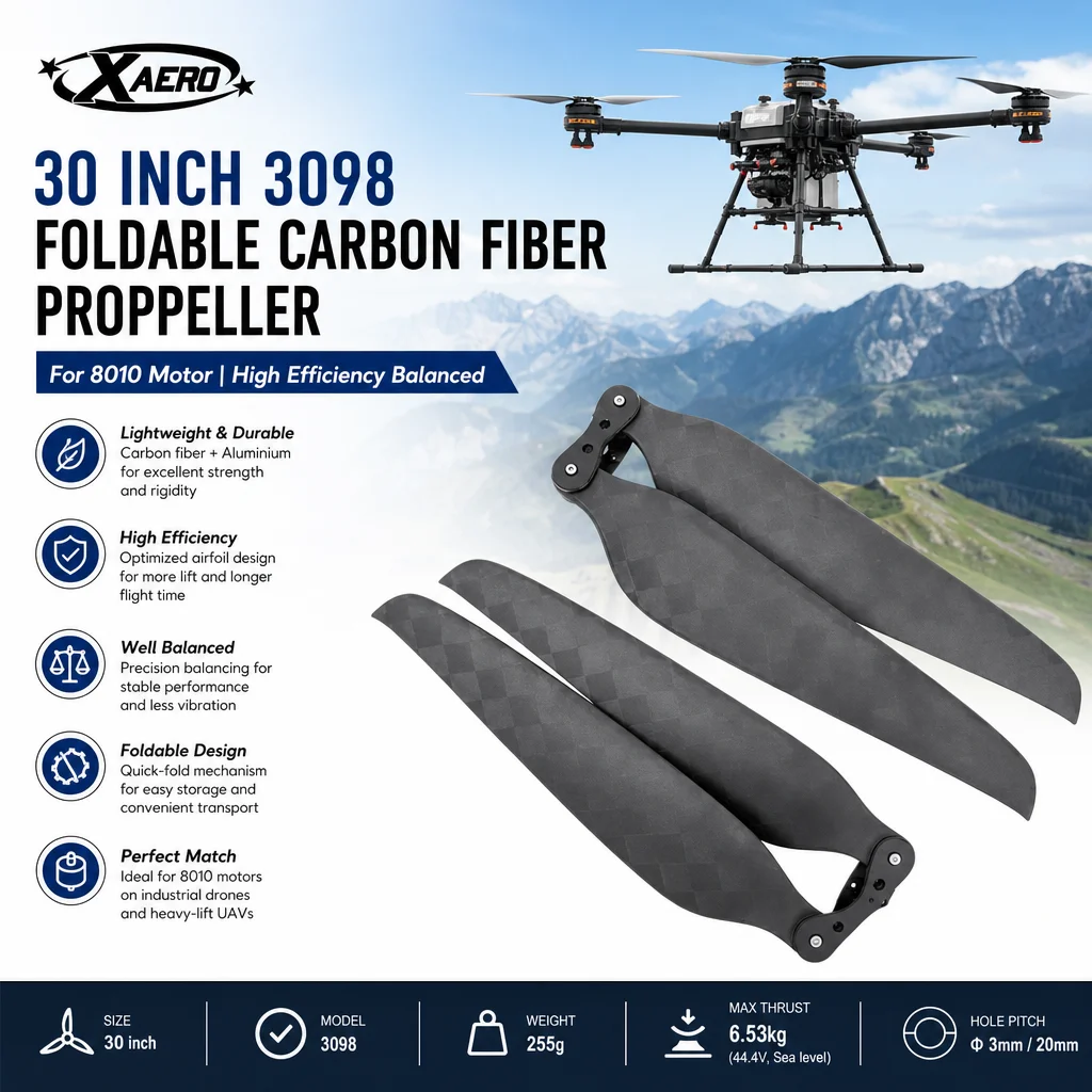 XAERO 30 inch 3098 Foldable Carbon Fiber Propeller for 8010 Motor High Efficiency Balanced