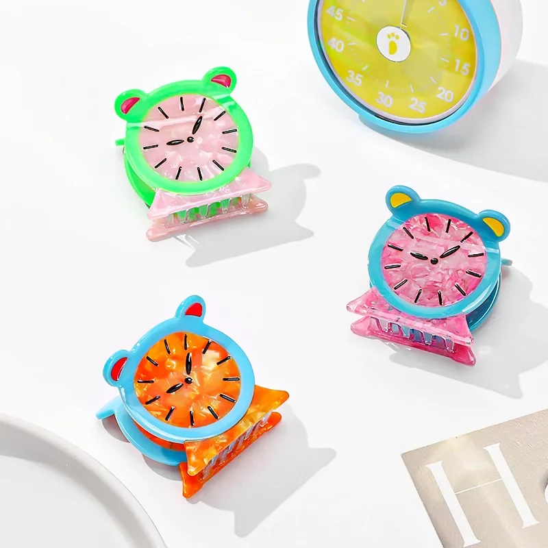 

New Creative Alarm Clock Grip Acetate Hair Claw Funny Fashion New Design Disc Hair Shark Clip Women's Hair Accessories