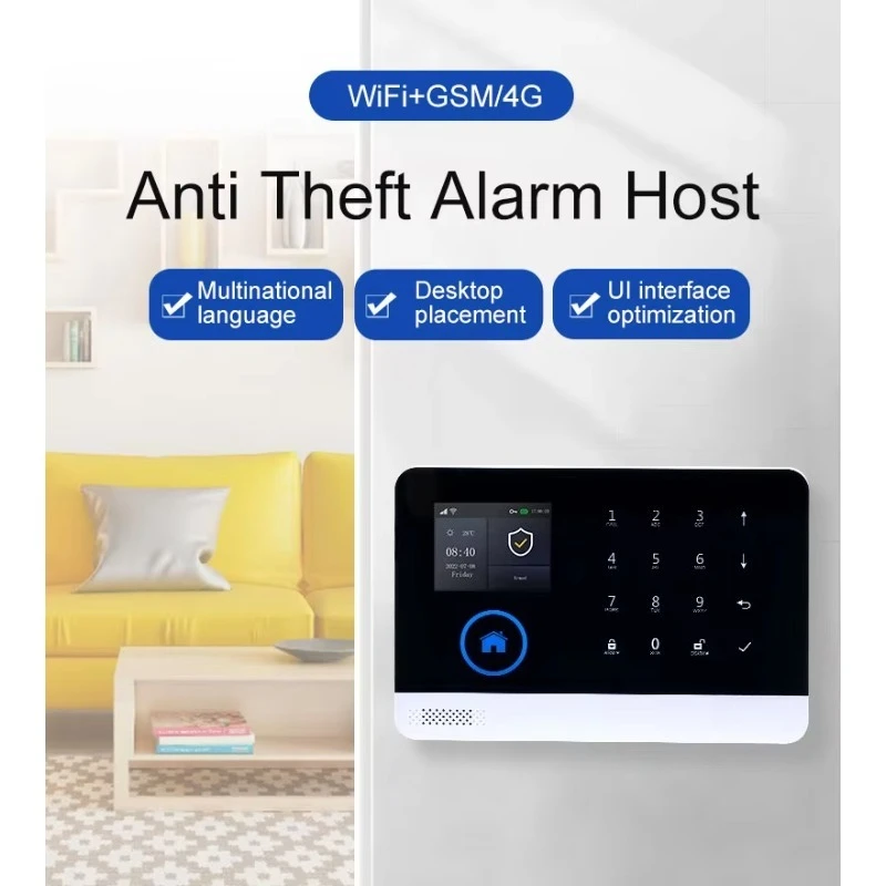 Doodle Smart Living Home Security Wireless WIFI 4G/GSM Alarm System 99 Wireless Area PIR Motion Sensor, Touch Keyboard LCD Alexa