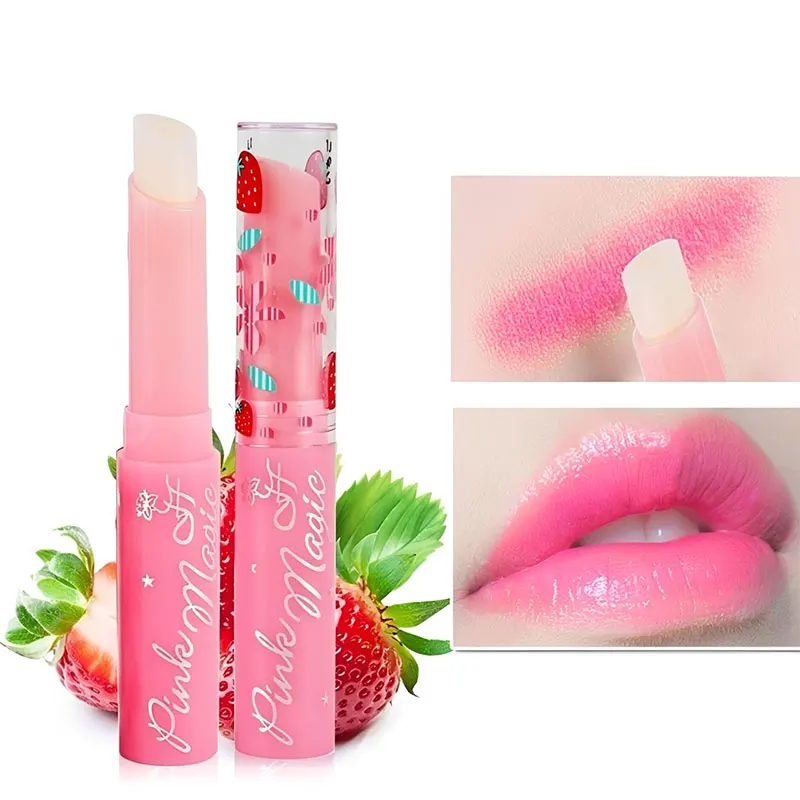 Color Changing Lipstick Strawberry Serum Moisturizing Lipstick Pink Lip Balm Long Lasting Nourishing Lip Gloss Cosmetic Lip Care