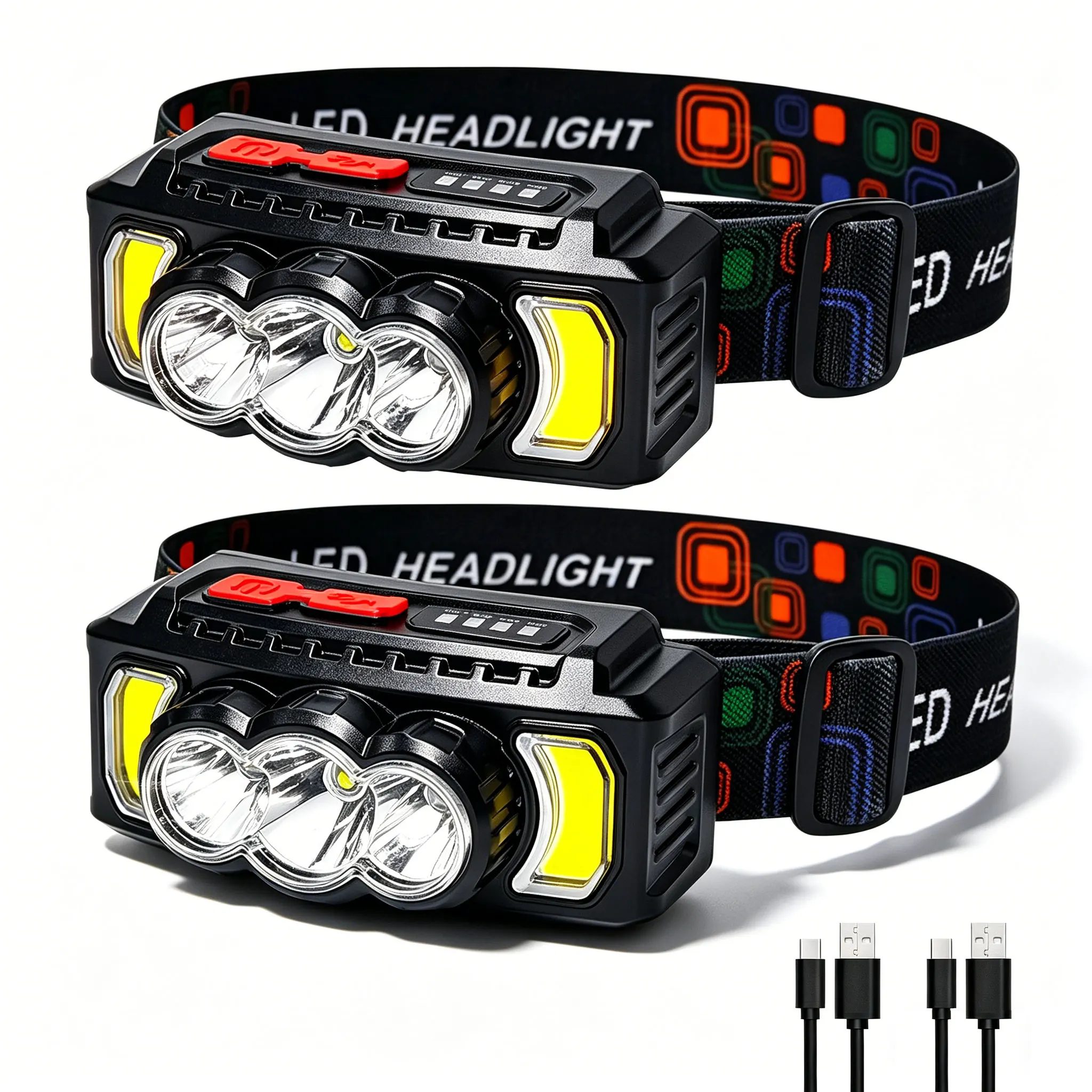 70g Ultraleichte Stirnlampe 7 Modi XPE+LED+COB Rotlicht 0 ° -180 ° Einstellbarer Typ-C Aufladbarer Wasserdichter 2026 Upgrade – Detail 2