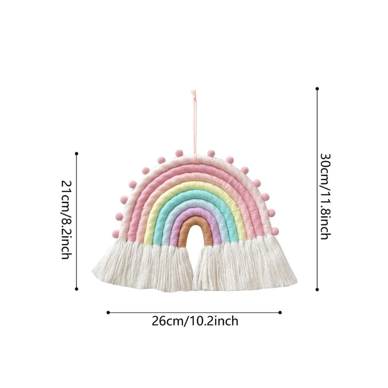 Suspensão parede arco-íris macrame para dormitório infantil, decoração casa, chá bebê