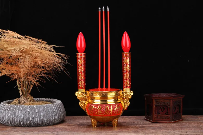 Electric New LED electric incense burner plug-in electric candle table mammon lamp Buddha worship lamp statues Home wedding