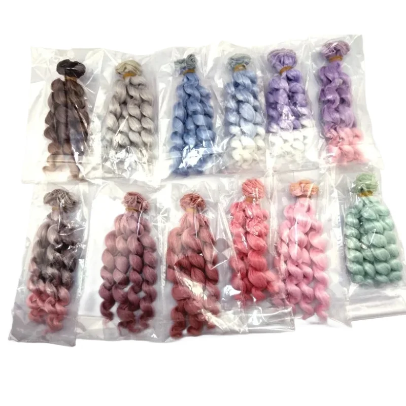 New Arrival 1 Piece 15cm X 100cm Brunette Pink Green Purple Grey Blue Brown Color Curly Doll Wig Hair for 1/3 1/4 1/6 BJD SD Diy
