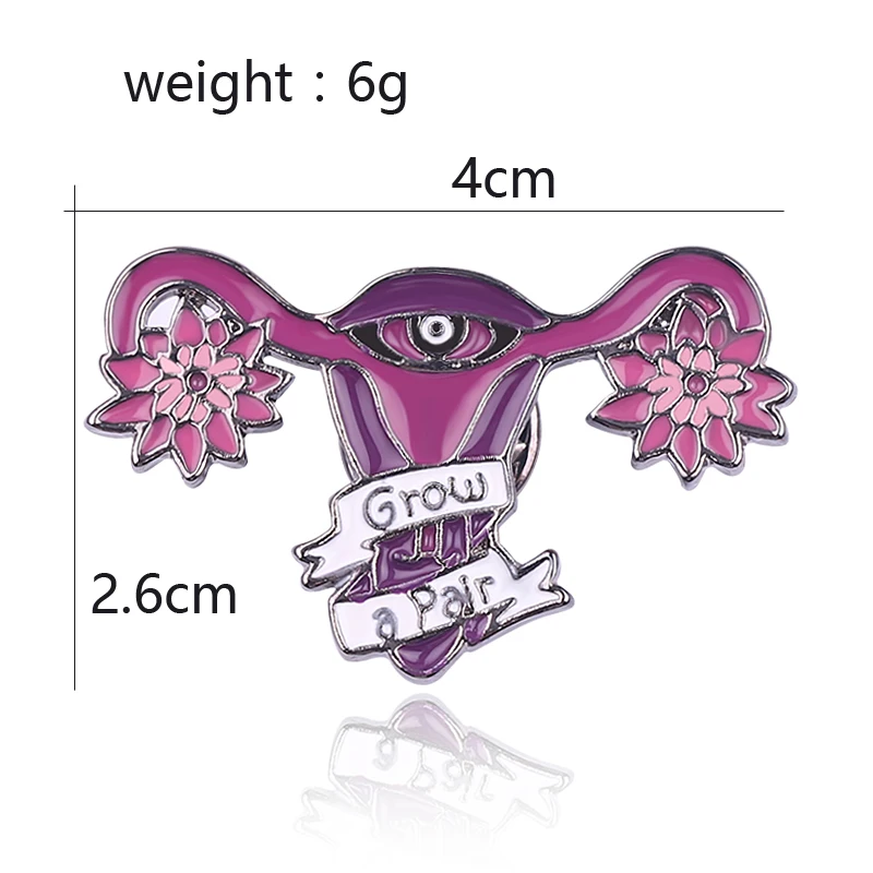 Female Mother Uterine Vagina Badge Pin Uterine Blooming Flowers A Pair Ovary Brooches For Women Girls Feminism Accessories