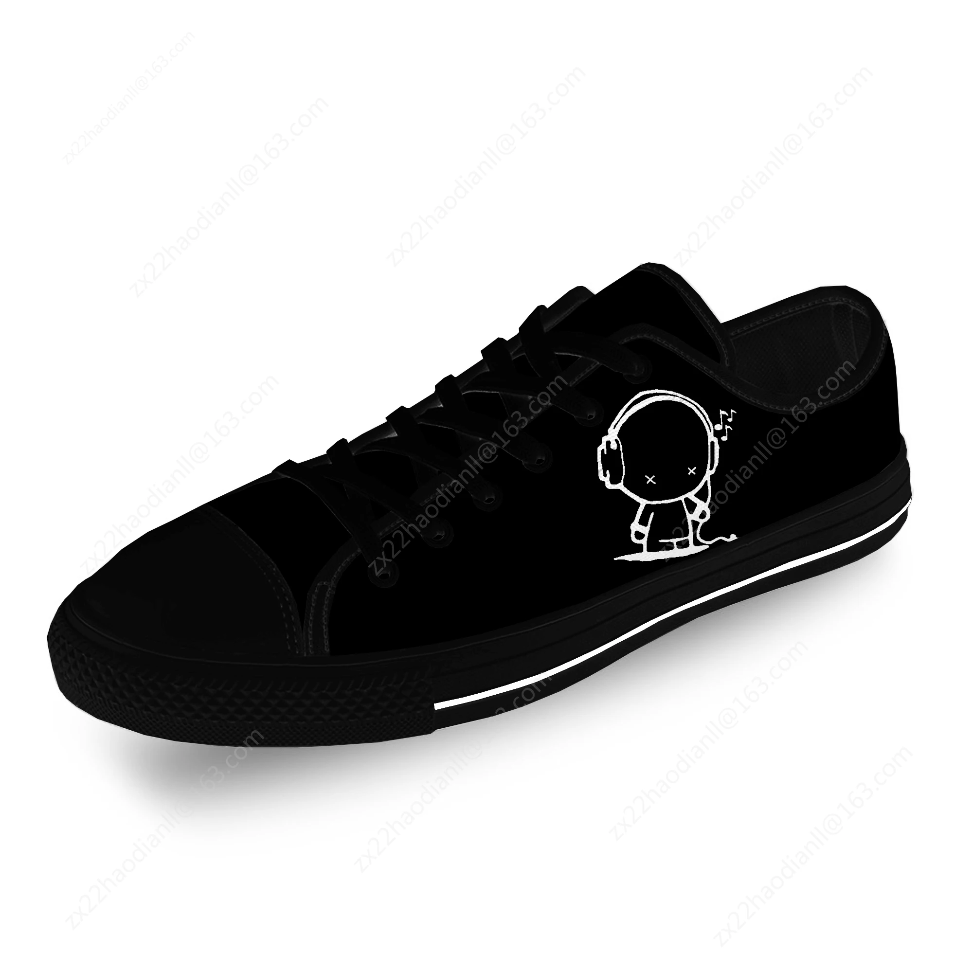 Headset Cartoon Music Rock Cool Casual Cloth Fashion 3D Print Low Top Canvas Shoes Men Women Lightweight Breathable Sneakers
