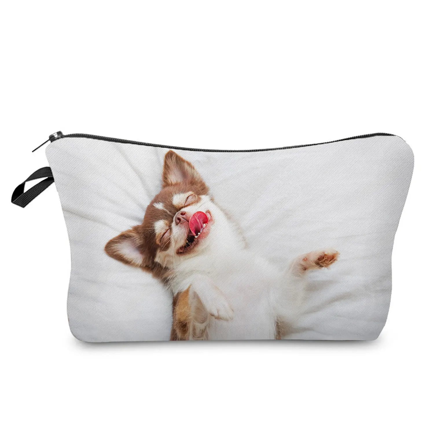 Cute Animal Dog Printed Women's Cosmetic Bag Mini Makeup Organizer Bag Beach Travel Toiletry Bag