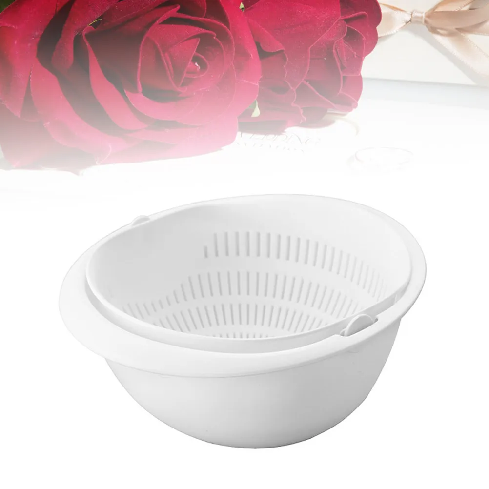 Special Double Layer Drain Basket for Fruit Vegetable Washing Draining and Storage Plastic Inner Mesh Net Outer Water Catch Rack