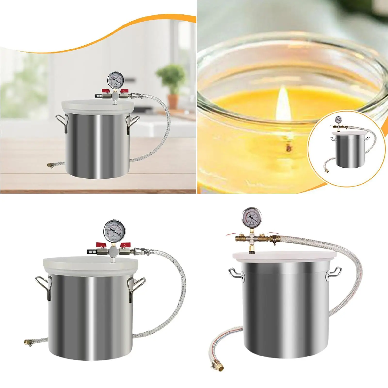 

Stainless Steel Degassing Chamber Thickening Vacuum Gauge for Urethanes Wood Stabilization Epoxies Essential Oils Silicones