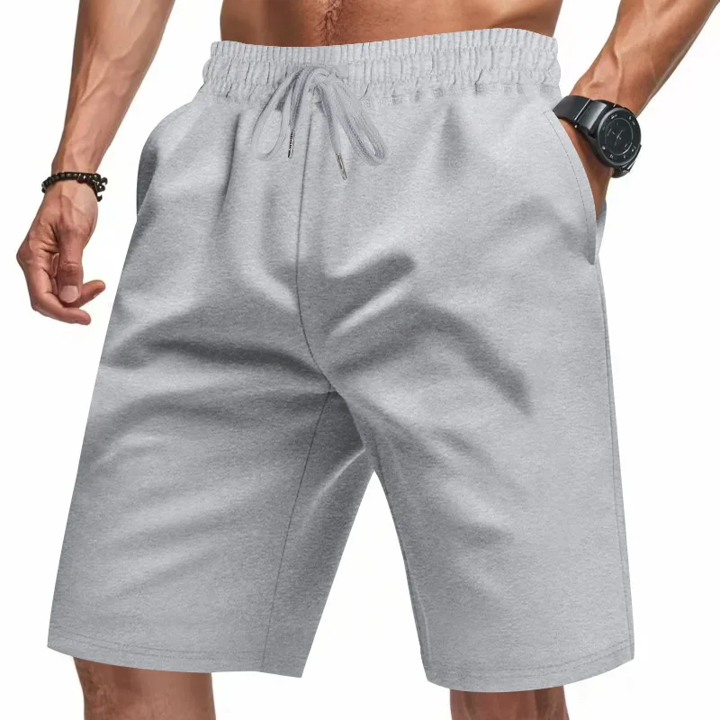 2025 الصيف مريحة لون نقي تنفس الرباط فضفاض السراويل الرجال عارضة حك مستقيم الساق السراويل ﻿ بنطال رياضي للرجال