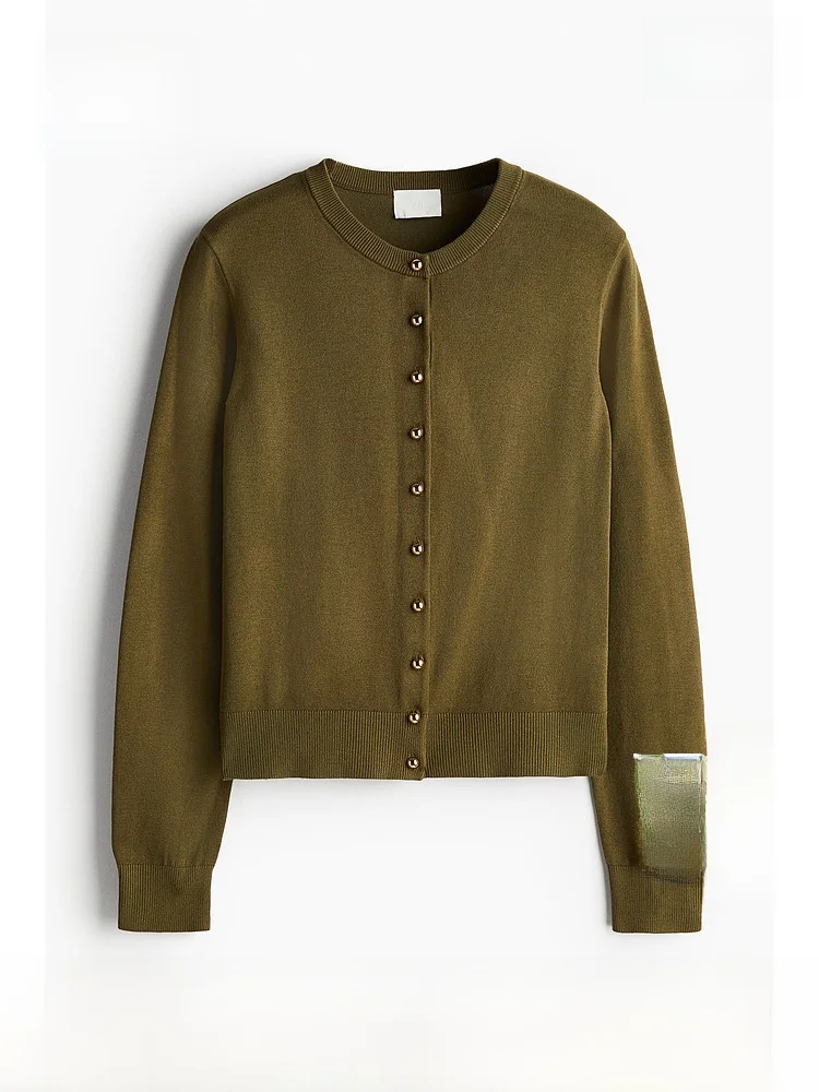 

H&M Women's Knitted Cardigan Spring Miu Series Air Conditioning irt Thin Knitted Outerwear Casual Sle Long Sve round N...