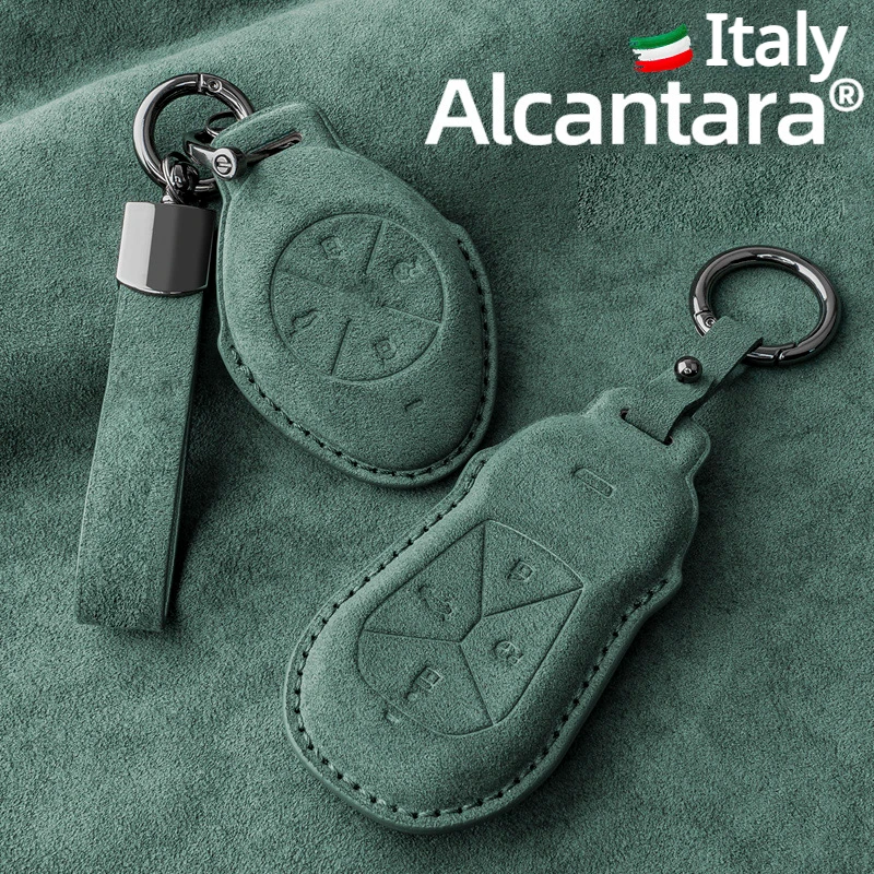 Alcantara Car Key Case for Xiaopeng P5/P7/G9/P7i/G3 - Luxury Suede Key Cover Set Accessories Car-Keychain Protection