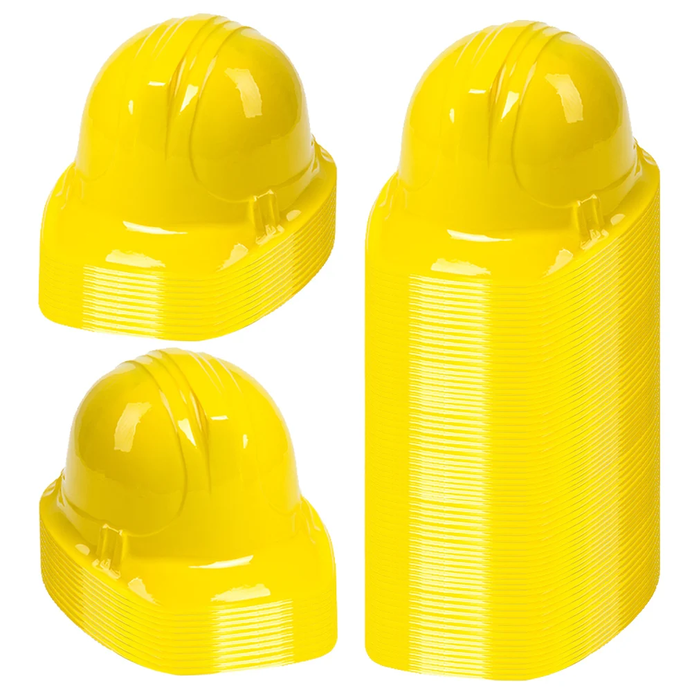 20/30/40/60/80pcs Yellow Soft Plastic Worker's Hat Helmet Children Construction Engineering Theme Birthday Party Decor Supplies