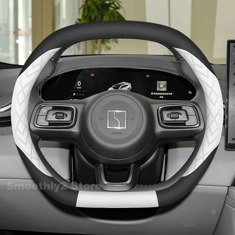 

Leather Car Steering Wheel Cover For zeekr 001 7X 2023 2024 2025 Non-slip Auto Steering Wheel zeekr 001 Accessories