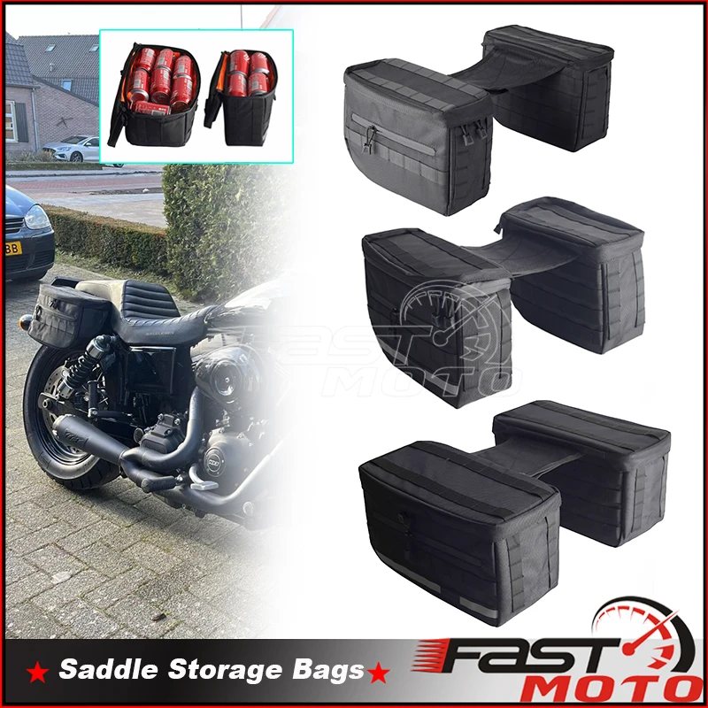 

Side Saddlebags Outdoor Rider Tool Travel Storage Saddle Bags 1680 Denier Ballistic Nylon For Harley Softail Dyna Sportster 1200