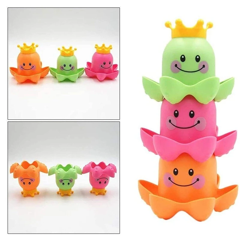 HOT-Ocean Octopus Stacking Cups Baby Bath Toys Sea Animal Baby Bathing Shower Bathroom Taste Game For Infant And Kids