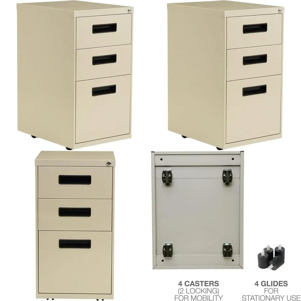 

Металлический шкаф-пенал с тремя ящиками, 16 ширина x 19,5 глубина x 28,5 высота, цвет «шпаклевка»