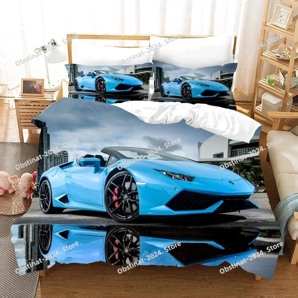 

Sports Car Duvet Cover 3D Racing Car Printed Bedding Set Queen King Size with Pillowcases Men Cool Polyester Quilt Cover