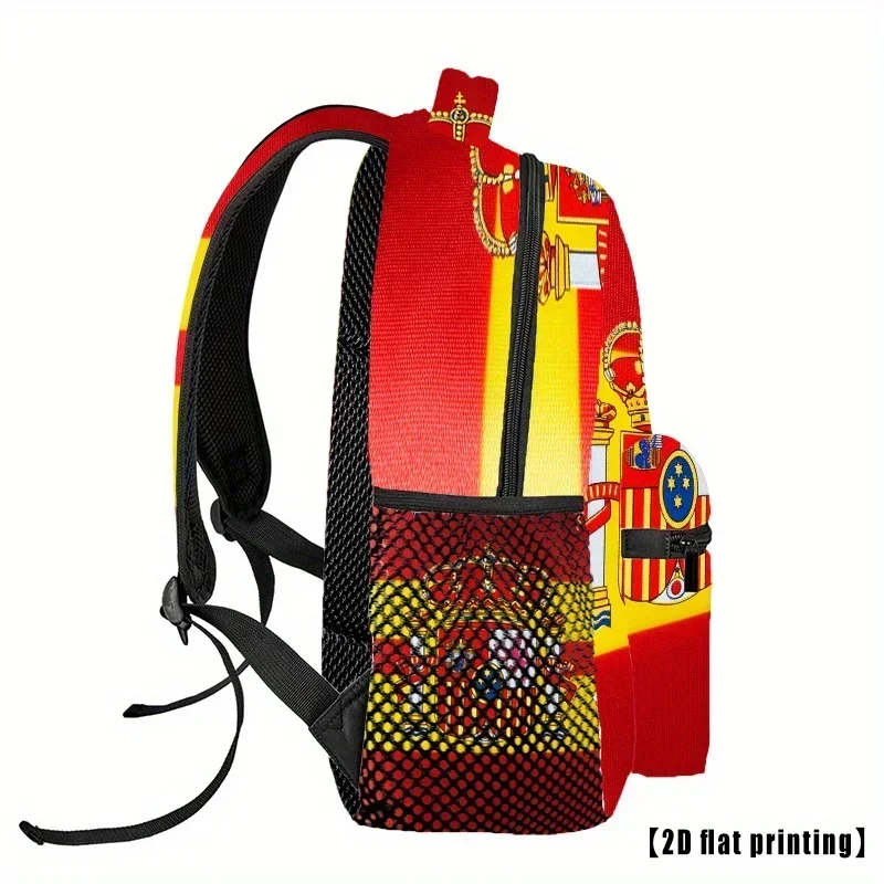 Custom Bag Spanish Flag Crest Decorative Wall Art/ Casual Backpack, Suitable For Work, Weekend Trips, Picnics, Fitness And Vario