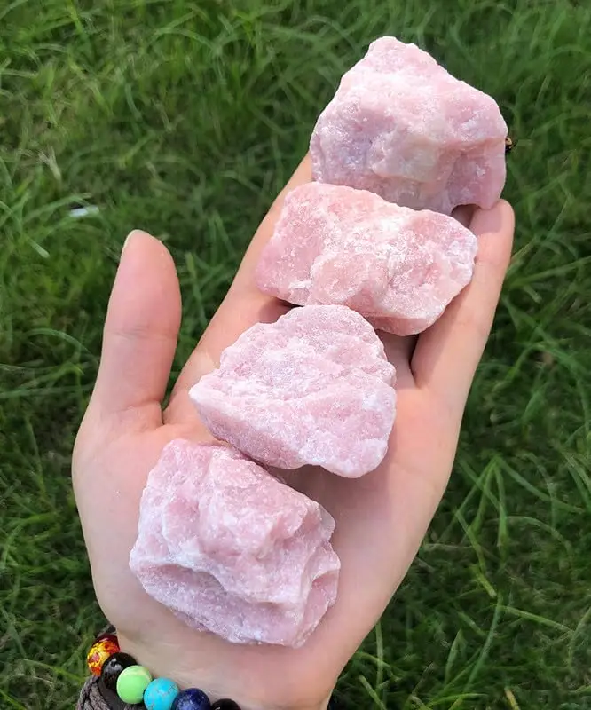 Bulk Natural Raw Stones Pink Opal Crystal Stone & Fountain Rocks for Tumbling, Cabbing,  Wicca & Reiki Crystal Healing（200g）