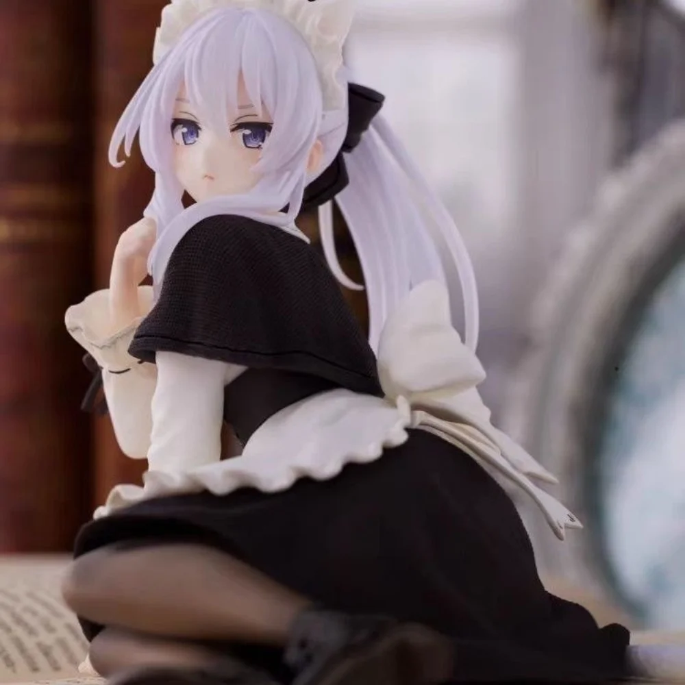 10cm Anime Elaina Figure Wandering Witch The Journey Black Cat Maid Dress Sitting Pose PVC Model Series Toys Gifts