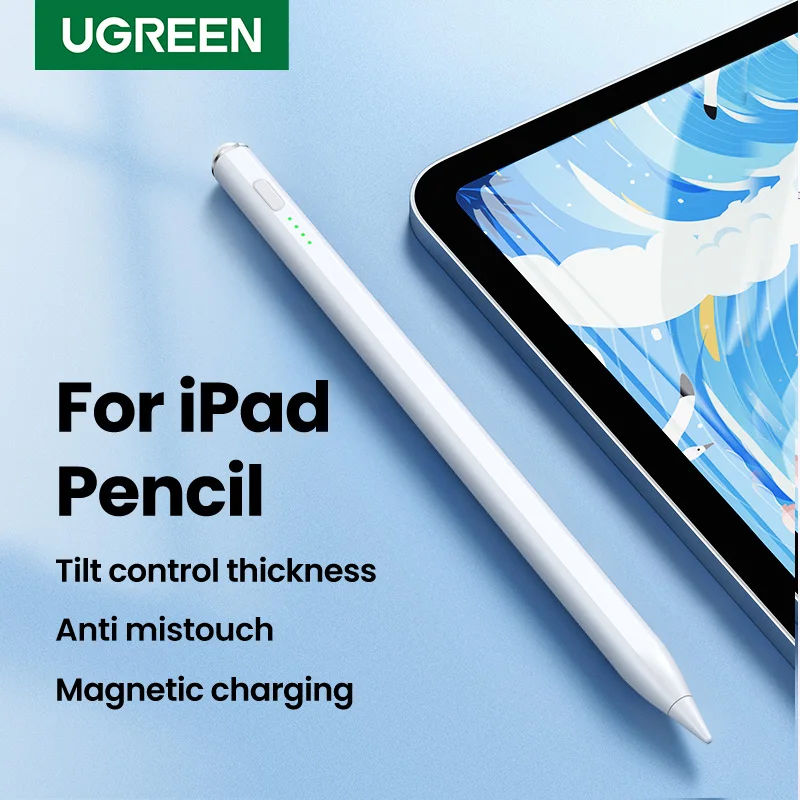 

Стилус UGREEN для Apple Pencil iPad Tpye C, зарядка с длительным сроком службы батареи, отклонение пальмы, наклонная ручка для iPad Pro