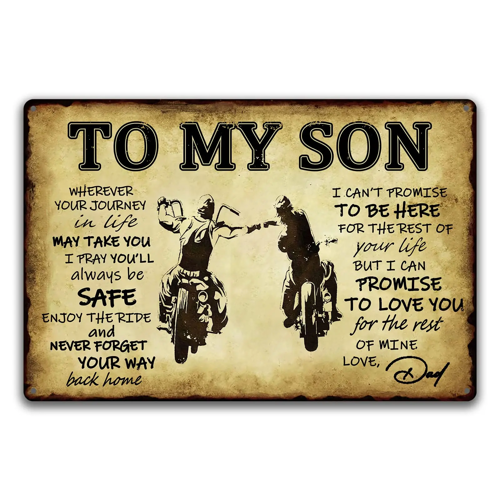 To My Son Metal Sign Dad Present To Son Sign Funny Tin Signs Vintage Wall Decor Bikers Metal Prayer Plaque To My Son Gifts From 