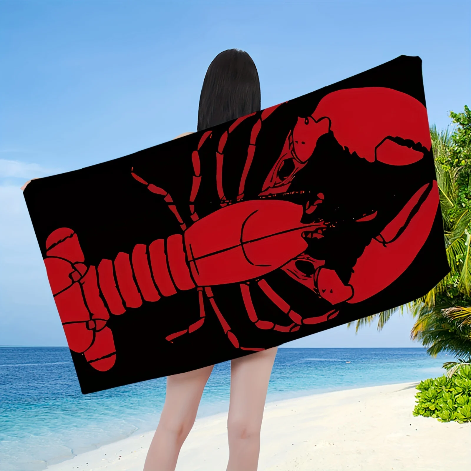 Cool Lobster Graphic Beach Towel for Adults Kids Sea Creature Print Bath Towel Large Quick Dry Swim Towel Unique Pool Party Gift