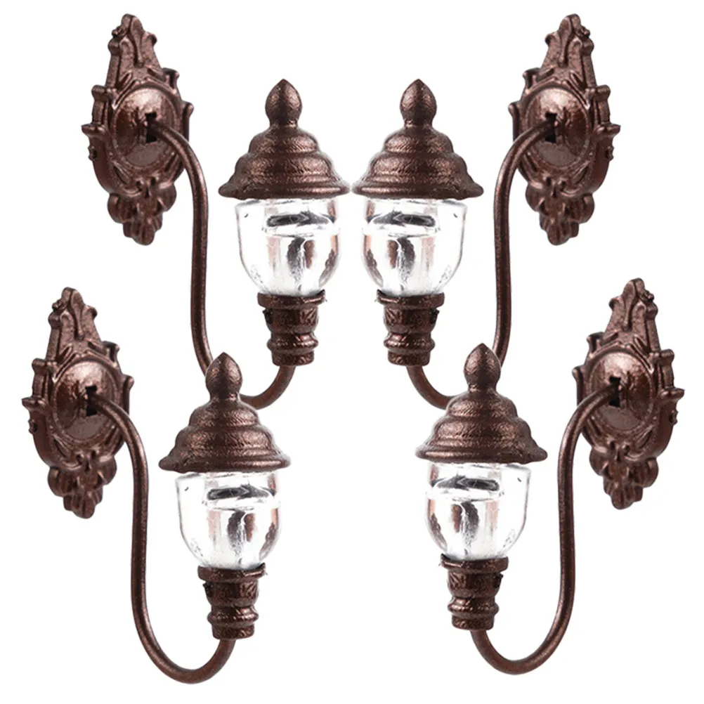 

4Pcs Mini Wall Lamp Simulation Yard Lights Sand Table Decorative Lighting Accessories for DIY Landscape Scene Mini Lights