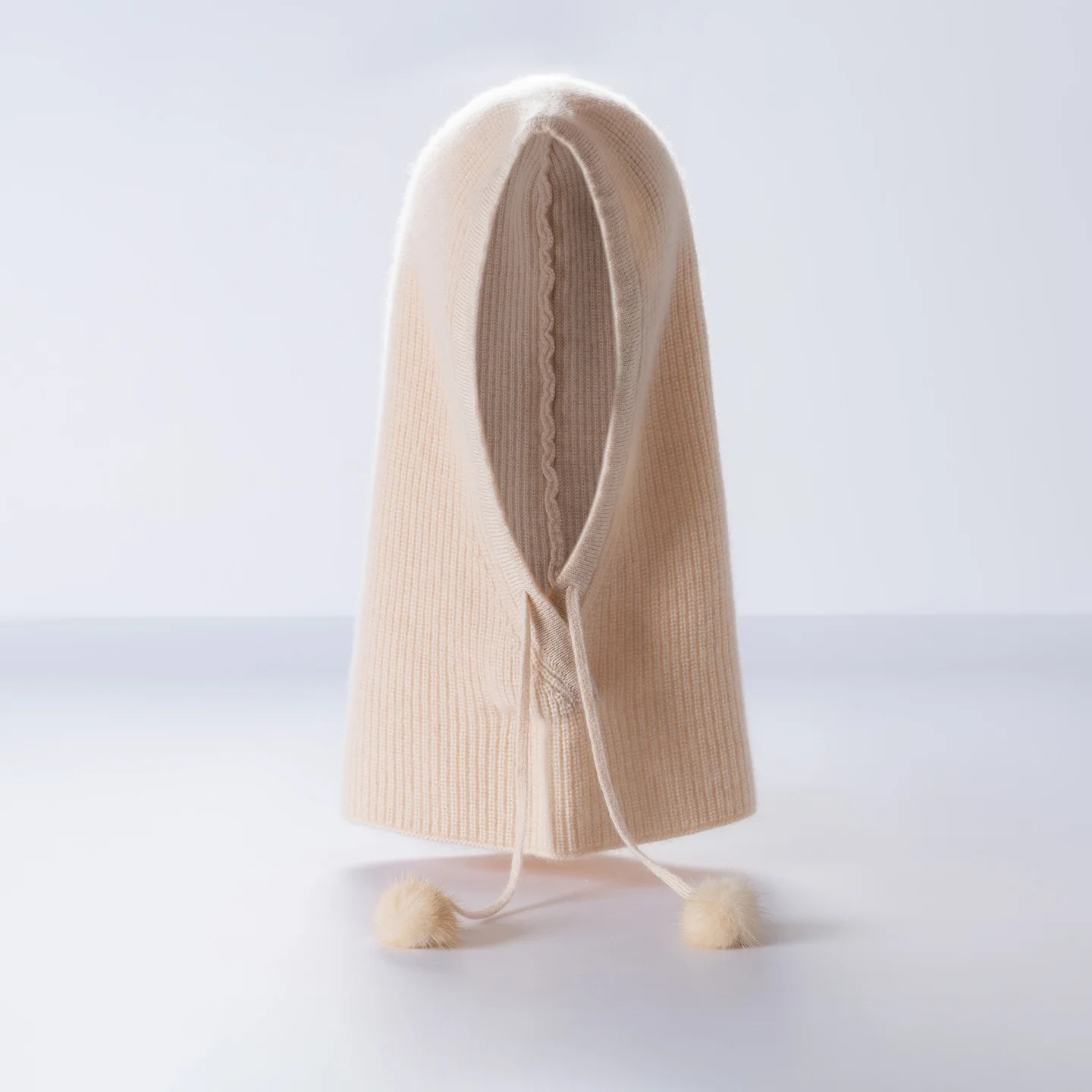 Quality Cashmere Knitted Hooded Cap Winter Balaclava Hats Women Outdoor Warmer Drawstring Hats One-Piece Neck Collar Beanies Cap
