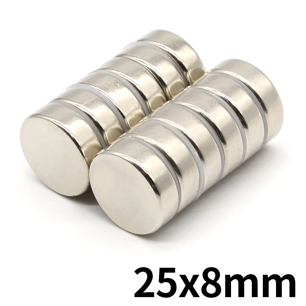 25x8mm Round Super Strong Neodymium Magnet N35 Powerful Magnetic NdfeB Permanent Refrigerator Magnet imanes DIY