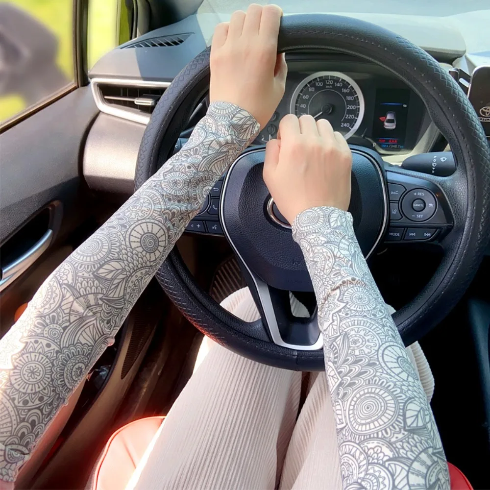 

Summer Tattoo Arm Ice Sleeve for Men Outdoor Long Sun Protection Arm Sleeve Cover Thin Ice Silk Sleeve Cover for Women Driving