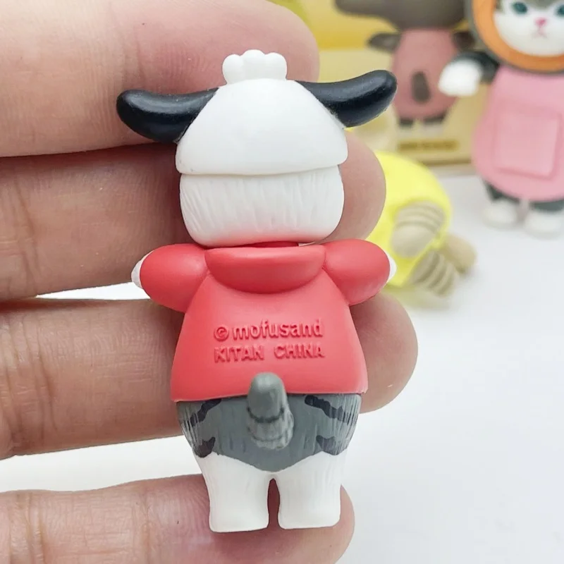 Mofusand 히피 누워 동물 고양이 블라인드 박스 장식 미니 인형 자동차 전화 장식 귀여운 인형 모델 장식 장난감 선물