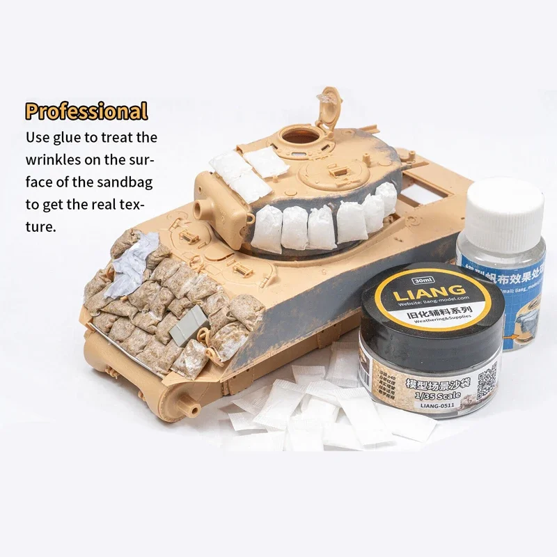 LIANG 0511 Weathering&Supplies Model Sandbags X40 for Diorama 1/35 Scale Kits for Plasitc Military Model Tank Armor DIY