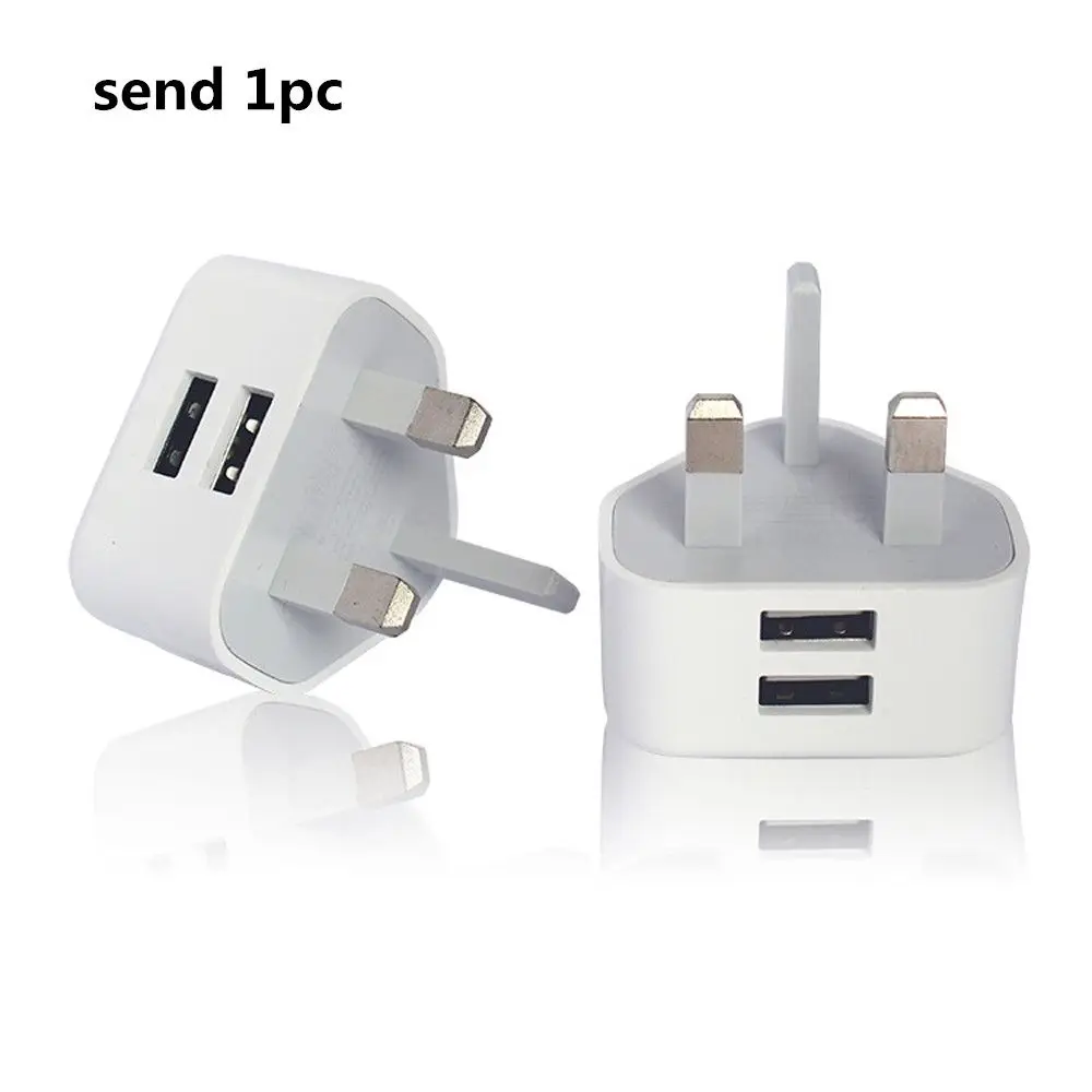 3 Pin 2 USB Port 5V 2.1A UK Plug Dual USB Fast Charger Plug Adapter