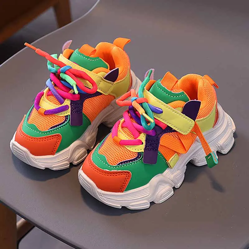 

Children Four Season Casual Sports Shoes Kids Dopamine Colorful Sneakers Mesh Upper Breathable Basketball Shoes Tennis Footwear